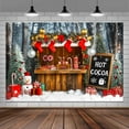 thumbnail image 4 of 8x6ft Christmas Hot Cocoa Photography Backdrop Xmas Tree Candy Kids Photography Backdrop Snow Farmhouse Wooden Winter Xmas Family Party Decoration Banner Photo Booth Props Background, 4 of 5