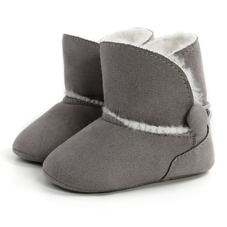 

Fidelma Baby Shoes Gift Newborn Baby Girls Snow Winter Boots Infant Toddler Soft Sole Anti-Slip Winter Warm Crib Booties Shoes Gray-2