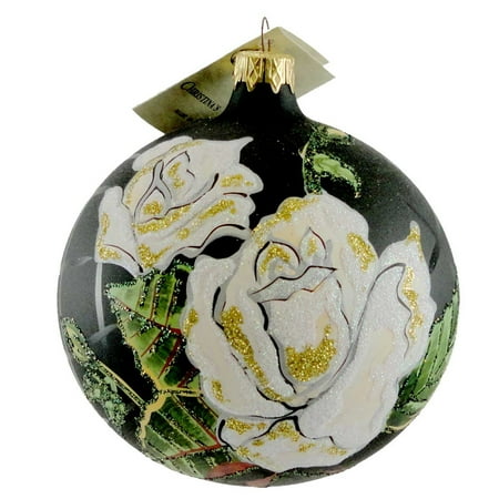 - Christina's World ROSES OF THE NIGHT Blown Glass Orenament Ball Flower FLO 619