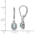 thumbnail image 3 of 925 Sterling Silver Rhodium-plated Diam. & Aquamarine Earrings; for Adults and Teens; for Women and Men, 3 of 3