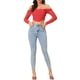 thumbnail image 2 of Top corto de corsé de manga larga de malla transparente Inspire Chic para mujeres, blusa con hombros al descubierto, bustier con varillas, push up, fiesta, XS, rojo, 2 of 6
