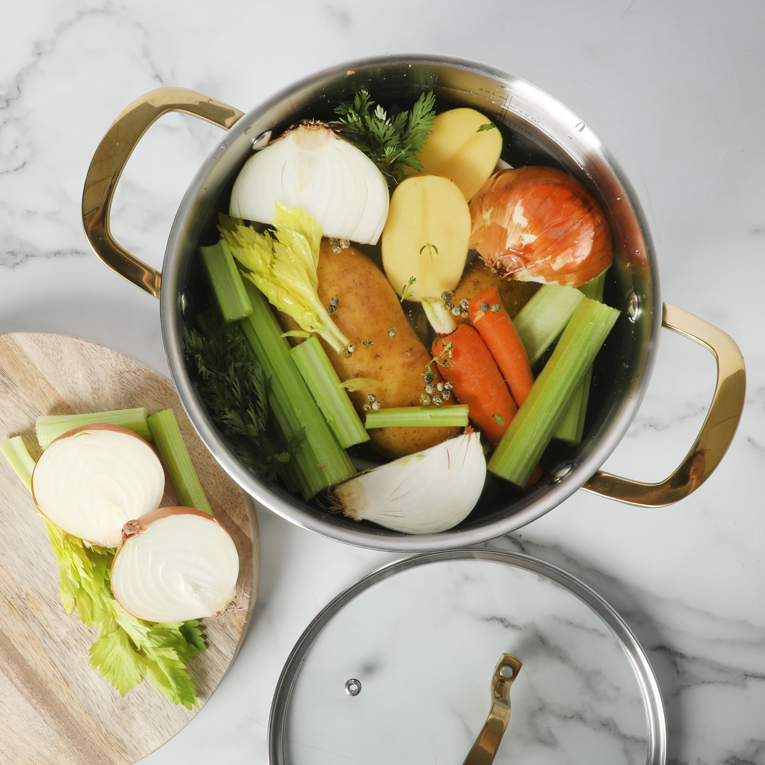 Martha Stewart 5-Quart Stainless Steel Dutch Oven with Tempered Glass Lid