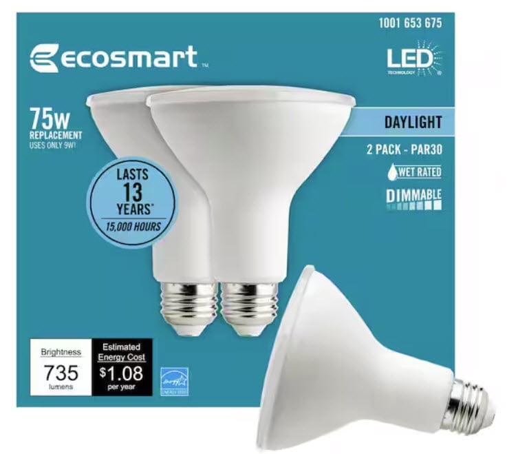EcoSmart 75w  PAR30 Daylight Dimmable Flood Energy Star LED Light Bulb