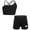 Black, variant on YONGHS Kids Girls 2pcs Gym Workout Yoga Outfit Cross Back Dance Crop Top and Athletic Shorts Set Black 10