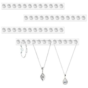 EASTIN Acrylic Necklace Holder Set of 2, Wall Mounted Jewelry Organizer Hanging with 12 Diamond Shape Hooks Clear Necklaces Hangers for Necklace, Bracelet
