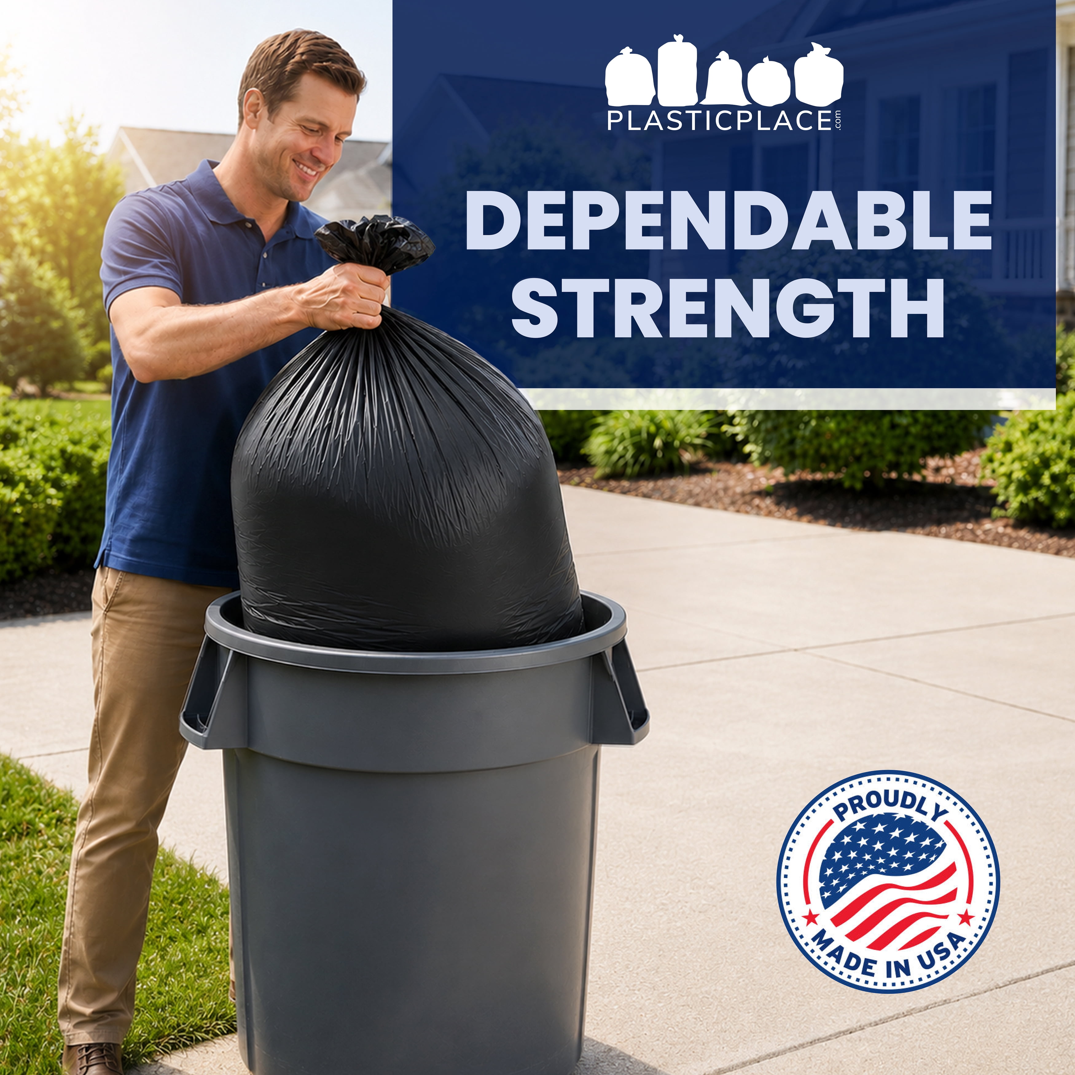 Plasticplace 55-60 Gallon Trash Bags, Heavy Duty Black Garbage Bags, 100 Count for Lawn, Yard, and Outdoor Waste Disposal, Ideal for Industrial Trash Cans, Contractors, and Home Improvement Projects