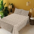 thumbnail image 2 of Ambesonne Country Themed Fitted & Flat Sheet with Sham 3 Pcs Set, Retro Feathers Leafy, Twin, Cinnamon White Cadet Blue, 2 of 5