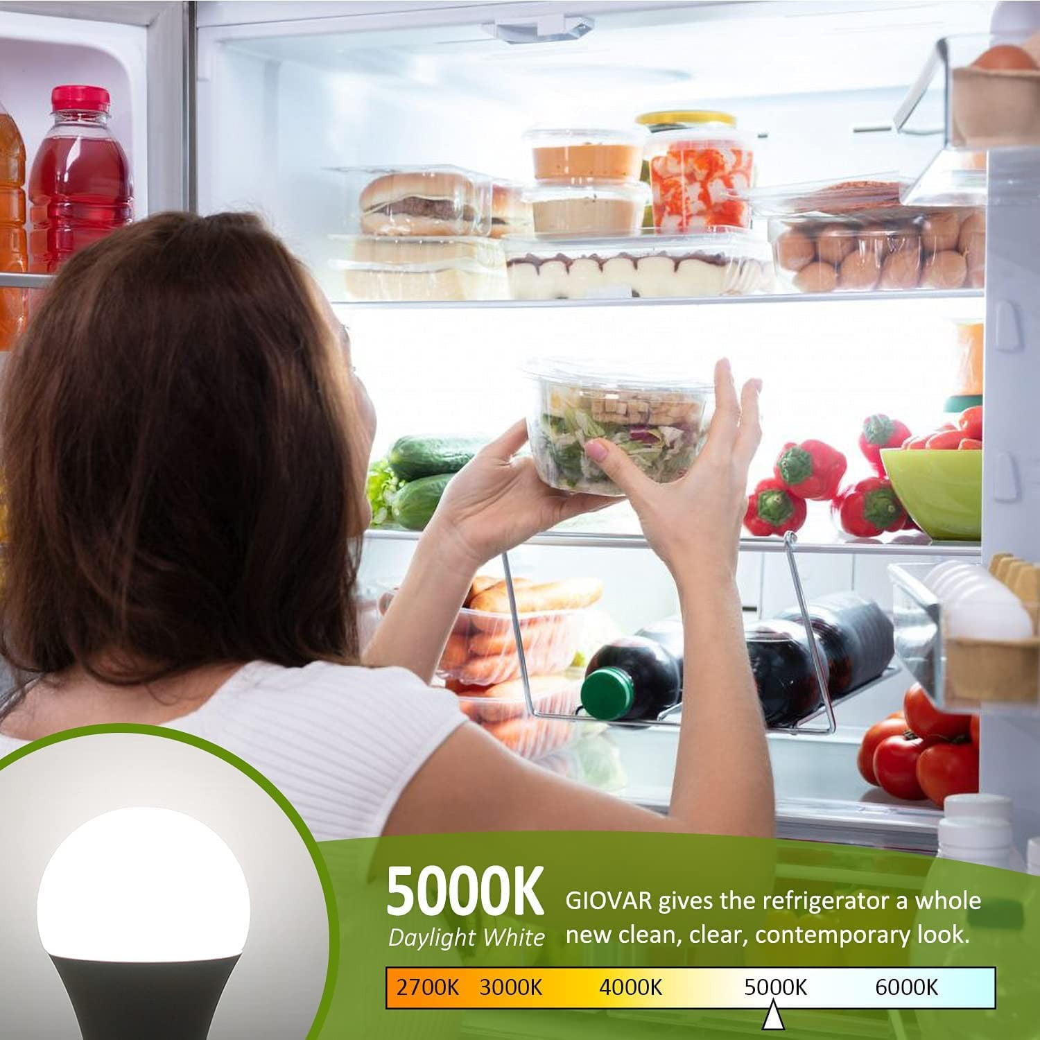 LEPRO lepro refrigerator light bulb, led fridge bulb, 40w equivalent,  waterproof freezer bulbs, 120v 5w 450 lumens non-dimmable, 50