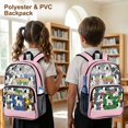 thumbnail image 4 of SEANATIVE Transparent Backpack for Boys Girls Kids Clear Bag School Bookbag PVC See Through Daypack School Accessories with Adjustable Shoulder Straps, Cute Dalmatian Dog Pattern Pink, 4 of 7