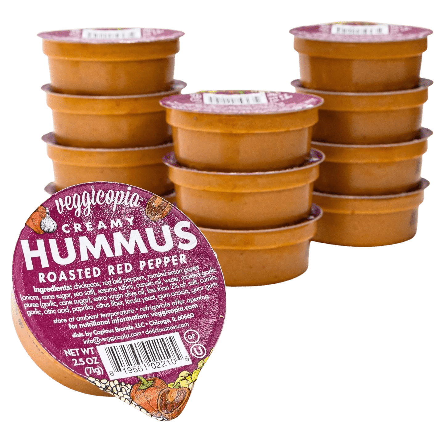 Veggicopia Roasted Red Pepper Hummus 2.5oz, 12 Count