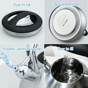 Easyworkz Whistling Stovetop Tea Kettle Stainless Steel Hot Water Tea Pot, 3L, Brushed Silver