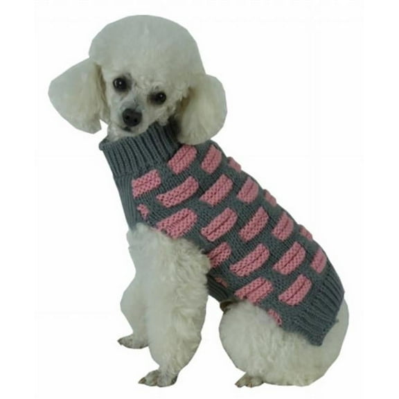 Fashion Weaved Heavy Knit Turtle Neck Dog Sweater, Extra Small