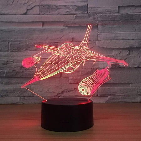 

Shxx Night Light Aircraft 3d Night Light Table Lamp Multi Colors Jet Plane With Usb Power Decor Birthday Holiday Decor Gift3d7l-96
