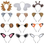 12PCS Jungle Animal Headbands, Safari Party Favors for Wild One Birthday Props, Zoo Animals Party Decorations, Jungle Animal Headbands Decor Party Animal Hair Hoop