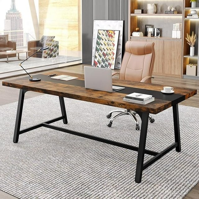 Table d'Ordinateur de 70,86 Po, Grand Bureau de Direction, Bureau d'Étude Moderne avec Cadre en Métal