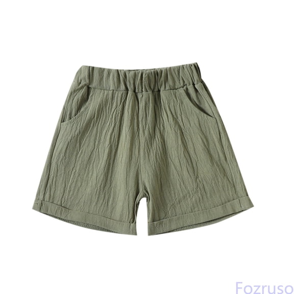 Fozruso Toddler Boys Girls Soild Sport Shorts Kids Beach Shorts With Pocket Boys Casual Shorts(Green)