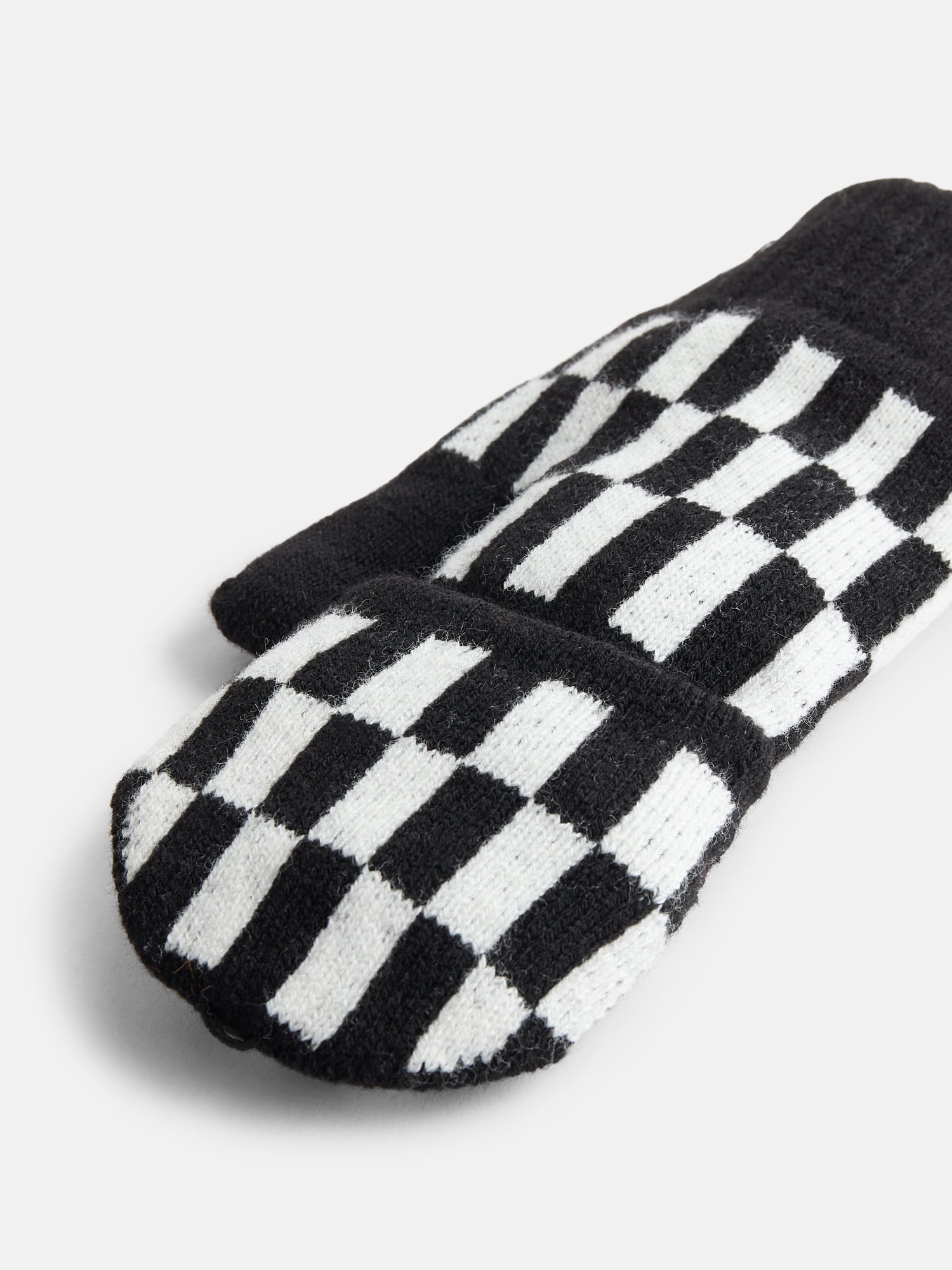No Boundaries Women's Ribbed Knit Checkered Pop Top Mittens