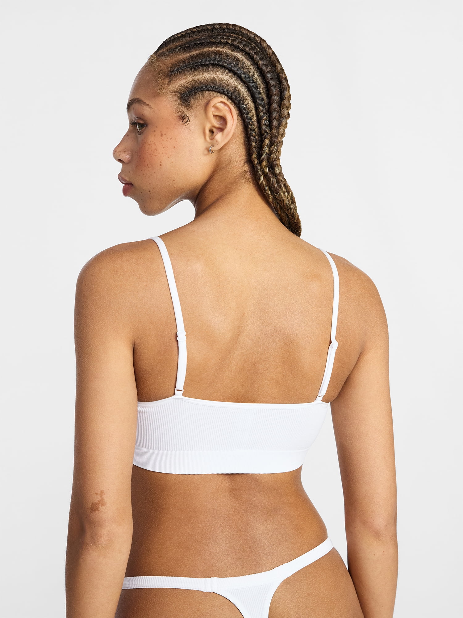 No Boundaries Seamless Ribbed Bralette and Thong Set, 2-Piece, Women's Sizes XS-XXXL