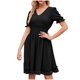 thumbnail image 2 of mfyjkho Vestidos para mujer, Vestido mini liso de gasa con cuello en V y manga corta para mujer, informal, de verano Vestidos maxi para mujer xxl, 2 of 6