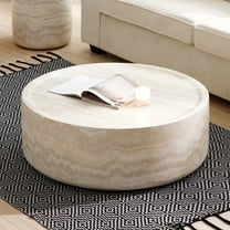 Kevinplus 31.49" Faux Mars Pattern Coffee Tables, Round Tea Tables for Living Room, No Need Assembly
