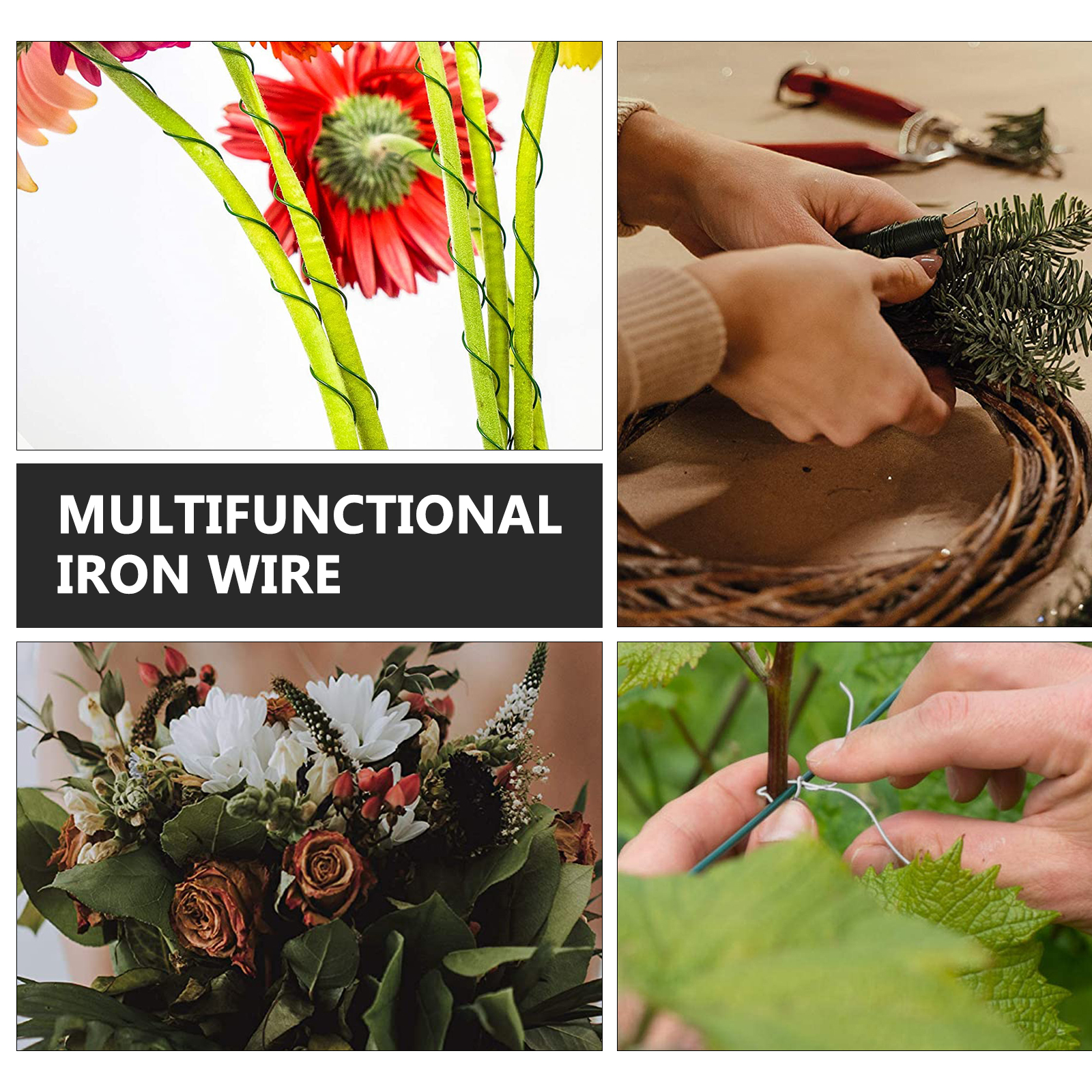 6 Pcs Plant Bailing Wire Crafting Wires Green Floral Paddle DIY Crafts Flower Bouquet Binding Ties Iron Arrangement