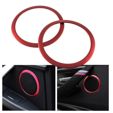 Xotic Tech 2x Red Aluminum Door Speaker Ring Cover Trims Fit 2005-2012 BMW E90 E92 3 Series