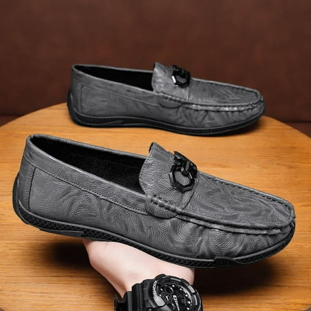 

British Style Small Shoes Men‘s Spring Soft Slip-on Casual Men‘s Big Head New Business Work Black