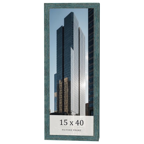 15x40 Frame Blue Rustic Barnwood Solid Wood Picture Frame Width 1.25 Inches | Interior Depth 0.5