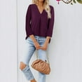 thumbnail image 2 of Timeson 3/4 Sleeve Henley V Neck strectchable Tunic Blouse, Dark Red, 2 of 9