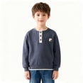 thumbnail image 7 of YUANxueke Boys Cotton Fleece Sweatshirts Button Up Crewneck Pullover Shirts Casual Workout Warm Tops,Dark Gray,3-4 Years, 7 of 7