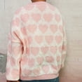 thumbnail image 3 of Womens Valentines Day Sweater Fuzzy Cute Heart Sweaters Long Sleeve Crewneck Casual Knit Pullover Top Pink, L, 3 of 7