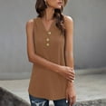 thumbnail image 2 of Womens Sleeveless Ribbed Tank Tops Button up V Neck Plain Loose Fit Blouses Summer Casual Comfy T Shirts Tank Vest, 2 of 7
