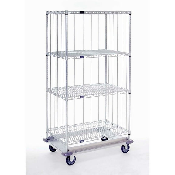 Nexel 52"L Rods & Clips (3 Rods, 12 Clips) For Solid Shelving Units, Chrome