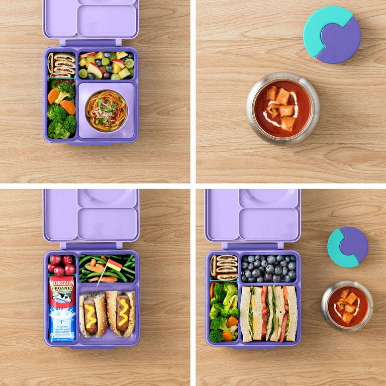OmieBox Bento Box for Kids - Insulated Bento Lunch Box with Leak Proof  Thermos Food Jar - Purple Plum 