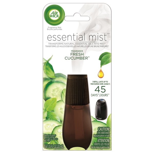Air Wick Essential Mist Refill, 1ct, Fresh Cucumber, Essential Oils