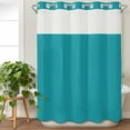 thumbnail image 3 of Teal No Hook Shower Curtain Waterproof, Bathroom Curtains with Snap in Liners and See Through Top Window, Turquoise Pure Teal Hotel Style Bathtub Curtains Shower 60"Wx72"L, 3 of 8