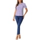 thumbnail image 2 of CAMISA DE CUADROS PARA MUJER INSPIRE CHIC CON COLLAR PETER PAN Y MANGAS CORTAS ABULLONADAS, BLUSA DE BOTONES A CUADROS M PURPURA, 2 of 5