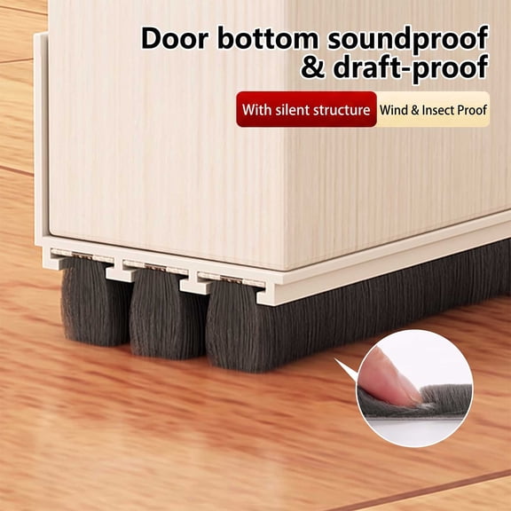 Door Draft Stopper 35.43"x1.18" Under Door Seal Strip - Weather Stripping, Noise Reduction, Ash Blocker, Self-Adhesive PVC Brush Door Sweep