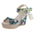 thumbnail image 2 of Moda mujer sólido verano señoras vendaje sandalias talón pendiente Casual playa zapatos Wmkox8yii  sa846, 2 of 8