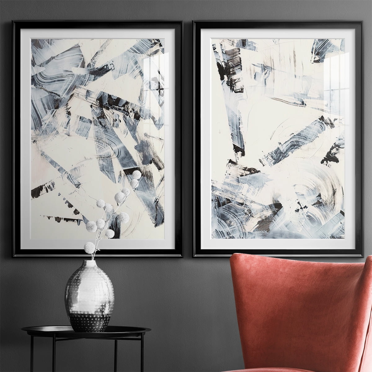 Wexford Home Fractured Ice I Premium Framed Print, 26.5" x 36.5" - Ready to Hang, Black (Set of 2)