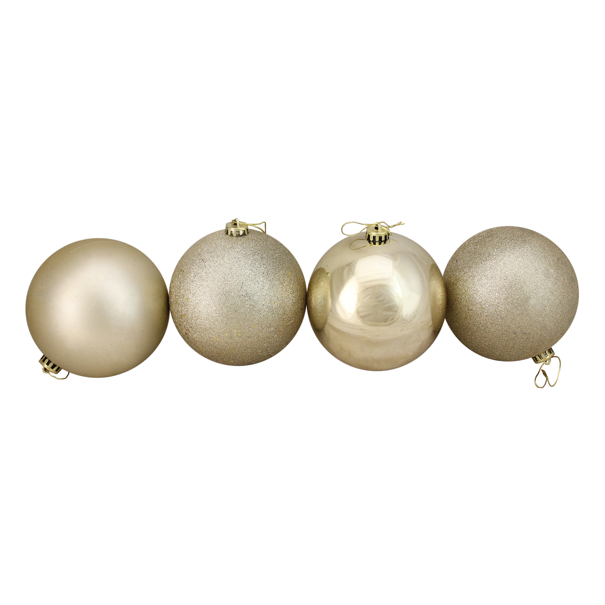 4ct Champagne Gold Shatterproof 4Finish Christmas Ball Ornaments 6