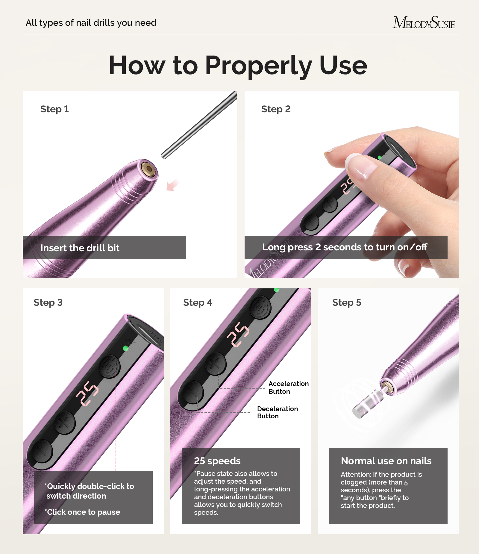 Melodysusie Cordless Nail Drill Pen 25000 Rpm photo 7