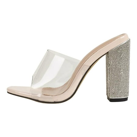 

Womens Sandals Casual Fashion Peep Toe Shoes Transparent Upper Super High Square Diamond Heels Slippers Casual Slide Sandals Flats Flip-Flops Sandal Platforms Wedge Heeled Sandal A24264