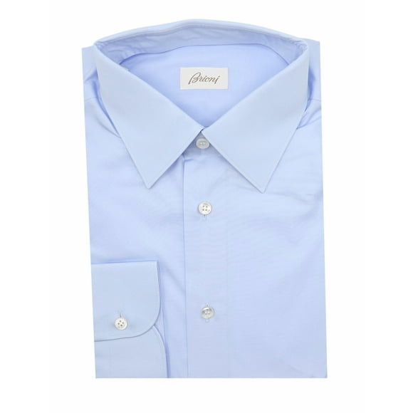 Brioni Chemise Habillée Unie en Coton Bleu Pâle pour Homme, Décontractée, à Boutons - 43-17 (TG)