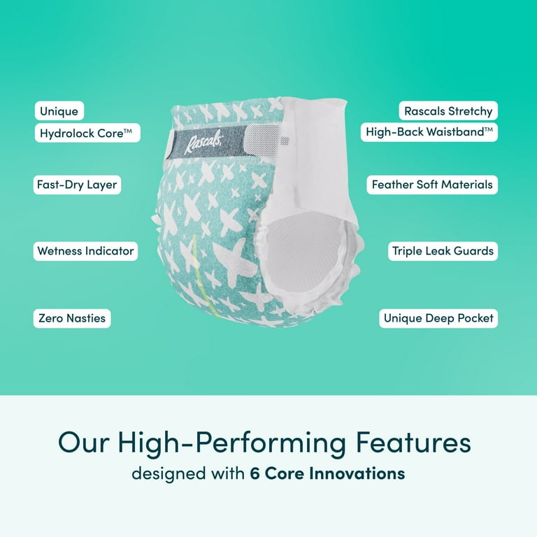 Rascal + Friends Premium Size 6 Diapers, 112 Count - Chlorine