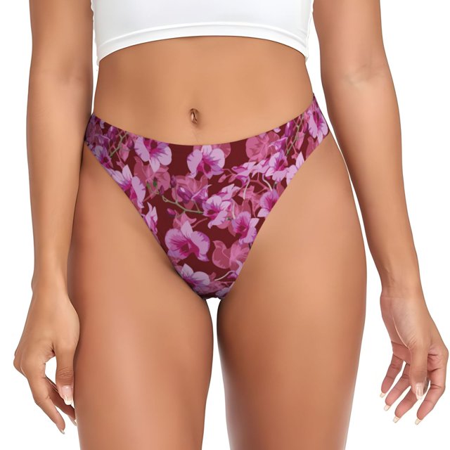 Balery Orchids Flowers Tangas de Algodón para Mujer con Estampado – Ropa Interior Sexy, Transpirable, G-string-3X-Large