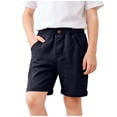thumbnail image 6 of qucoqpe Boys Summer Casual Shorts Trendy Elastic Waist Comfy Straight Leg Loose Cuffed Hems Solid Color Buttons Shorts for Kids with Pockets, 6 of 7