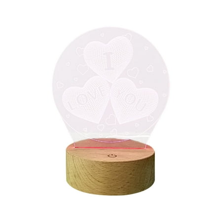 

3D Night Light Christmas Three Color Bedside Lamp with Solid Wood Base