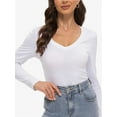 thumbnail image 5 of Womens Fall Deep V Neck Long Sleeve Shirts Modal Slim Fit Basic Tee Tops, 5 of 6