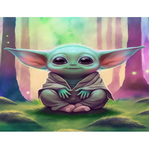 DIY 5D Diamond Art Kits for Adults Kids, Yoda Baby Paint by Diamonds Gem Painting Kits for Home Wall Decor 12x16 inch